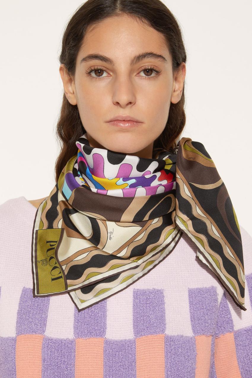 PUCCI Bersaglio-Print Large Silk-Twill Carré | Women Silks