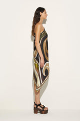 PUCCI Cigni-Print Asymmetric Silk-Twill Dress | Women Dresses