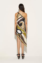 PUCCI Cigni-Print Asymmetric Silk-Twill Dress | Women Dresses