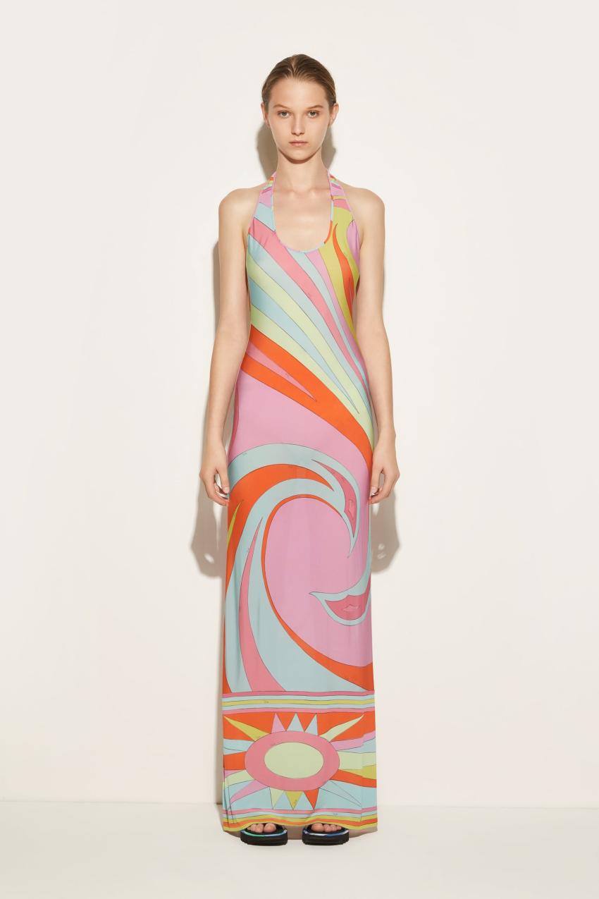 PUCCI Cigni-Print Long Dress | Women Dresses