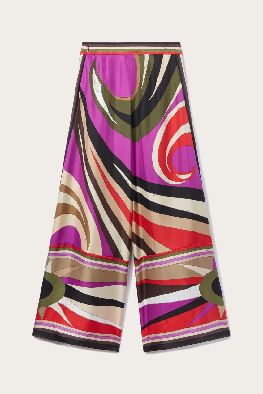 PUCCI Cigni-Print Silk Trousers | Women Pants And Shorts