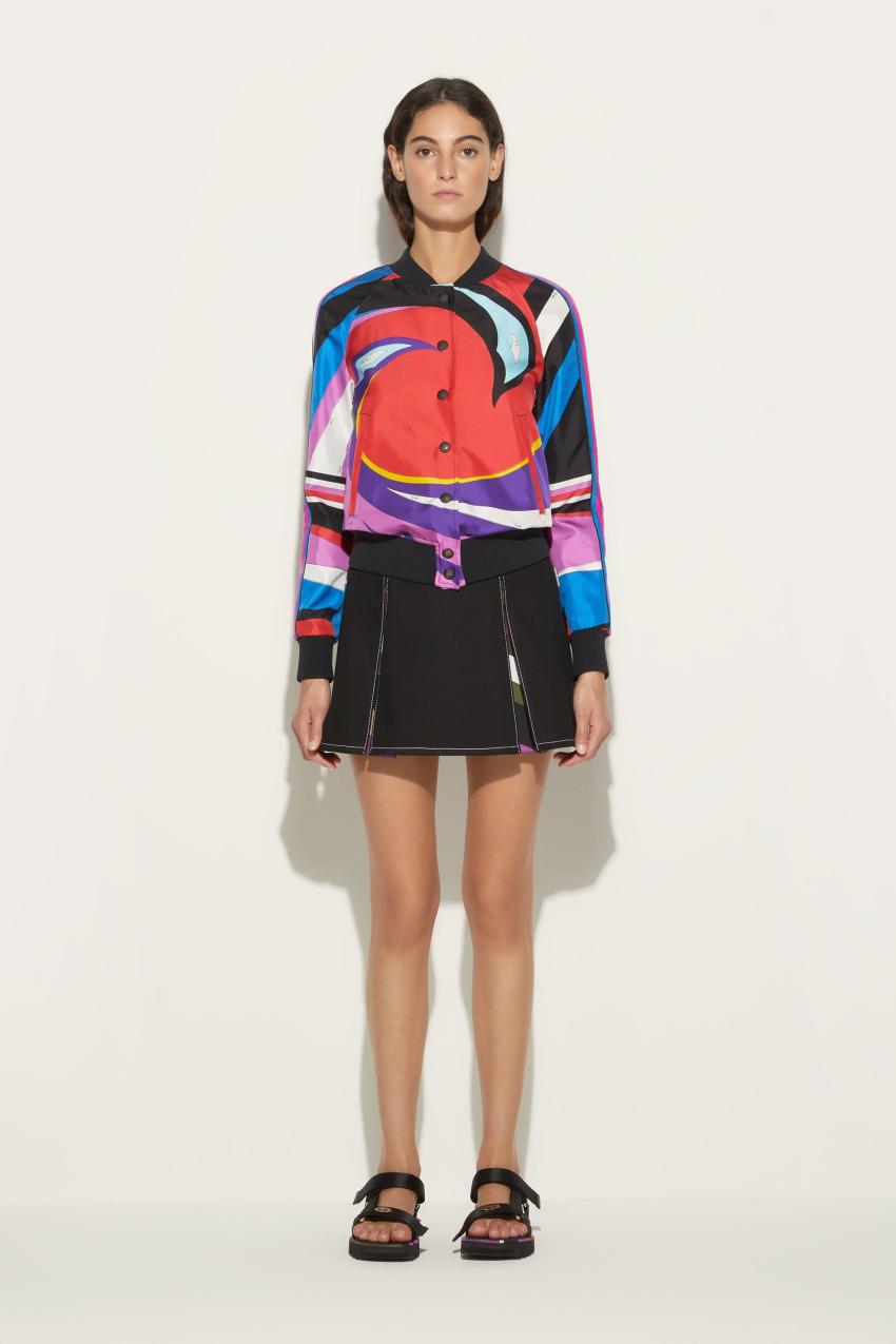 PUCCI Cigni-Print Silk-Twill Bomber Jacket | Women Jackets