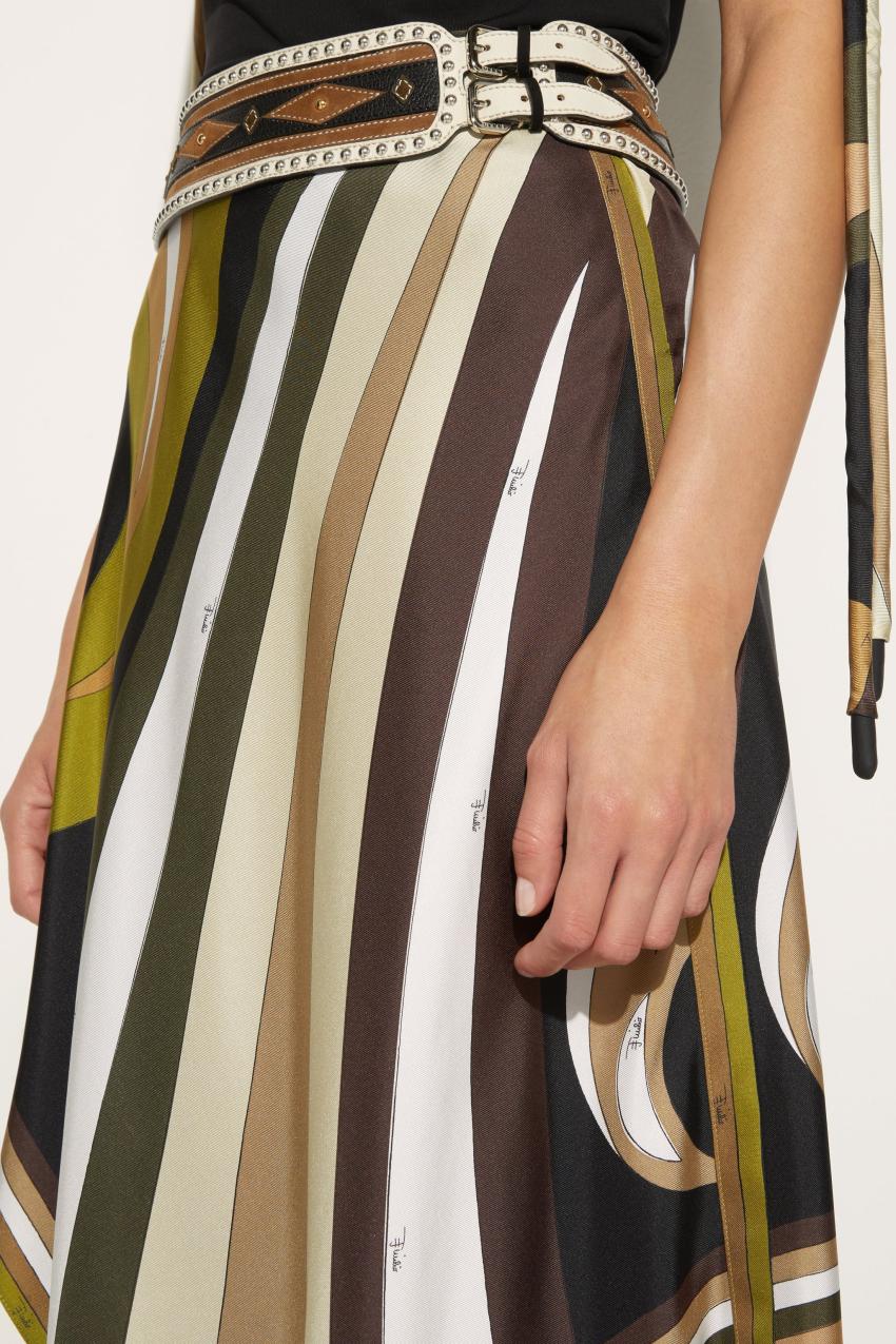 PUCCI Cigni-Print Silk-Twill Skirt | Women Skirts