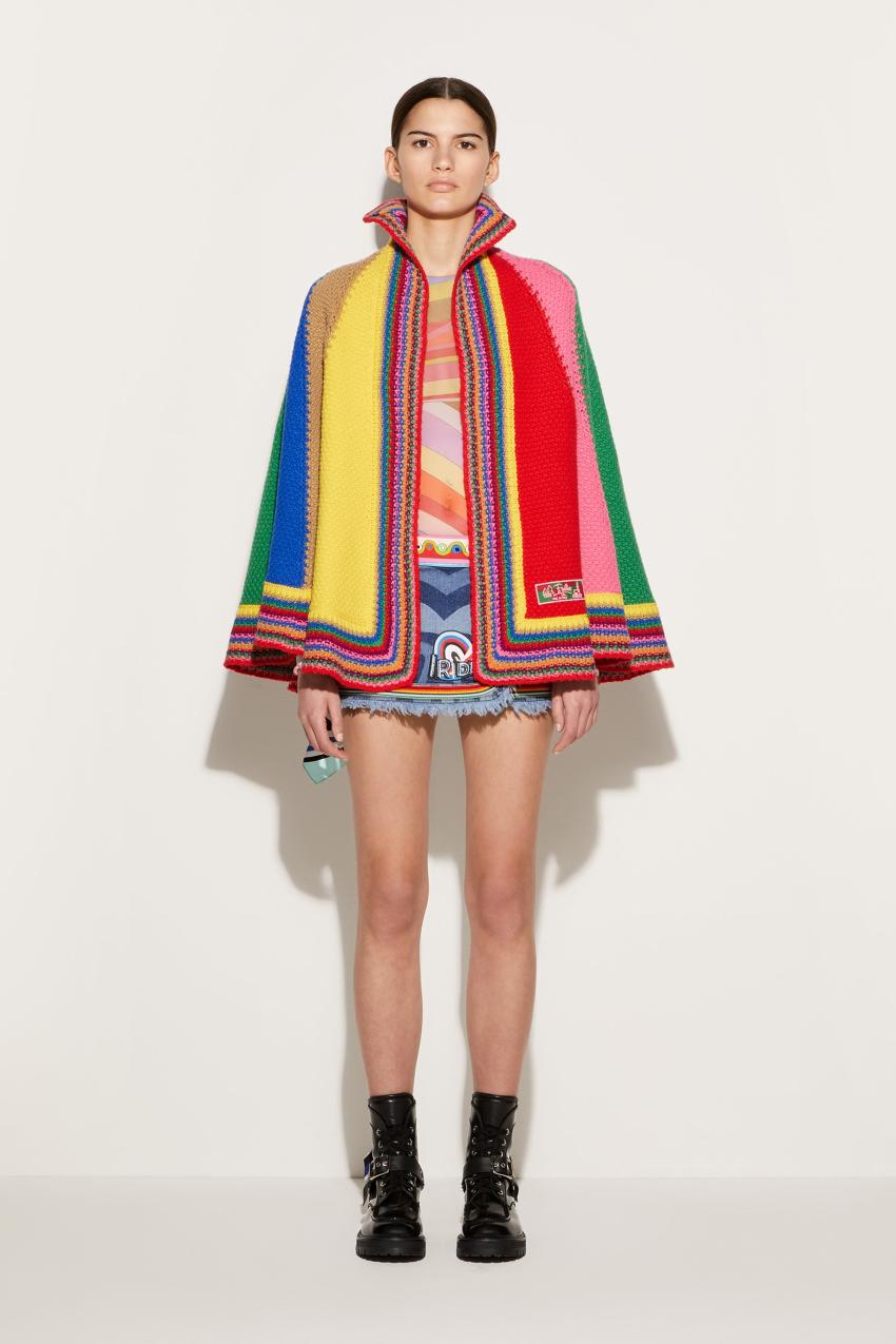 PUCCI Colourblock Wool Cape | Women Knitwear
