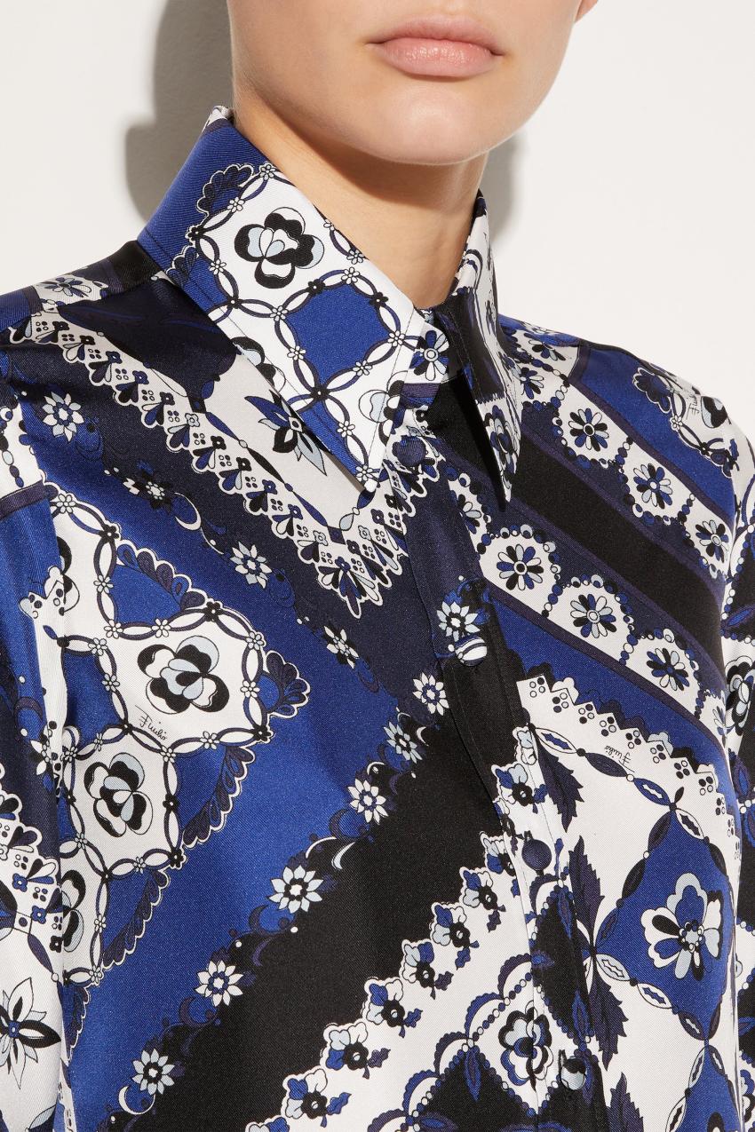 PUCCI Festa-Print Silk-Twill Shirt | Women Tops And Shirts
