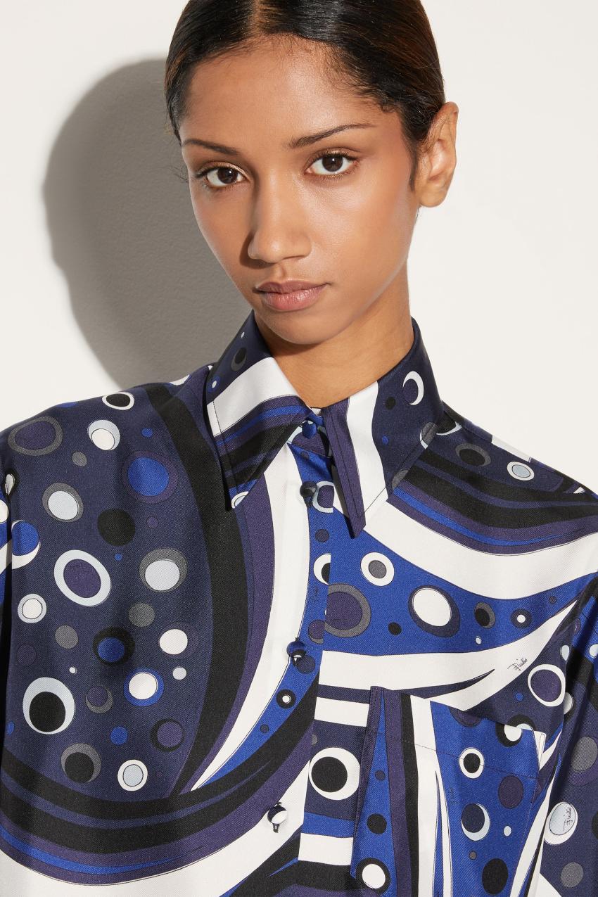 PUCCI Fontane-Print Silk-Twill Shirt | Women Tops And Shirts