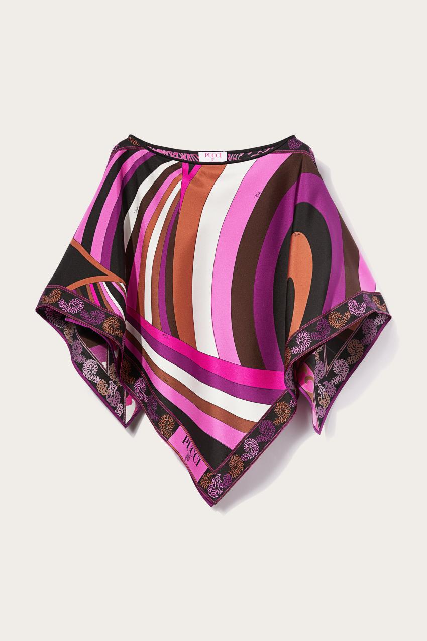 PUCCI Iride And Struzzo-Print Kaftan Top | Women Tops And Shirts