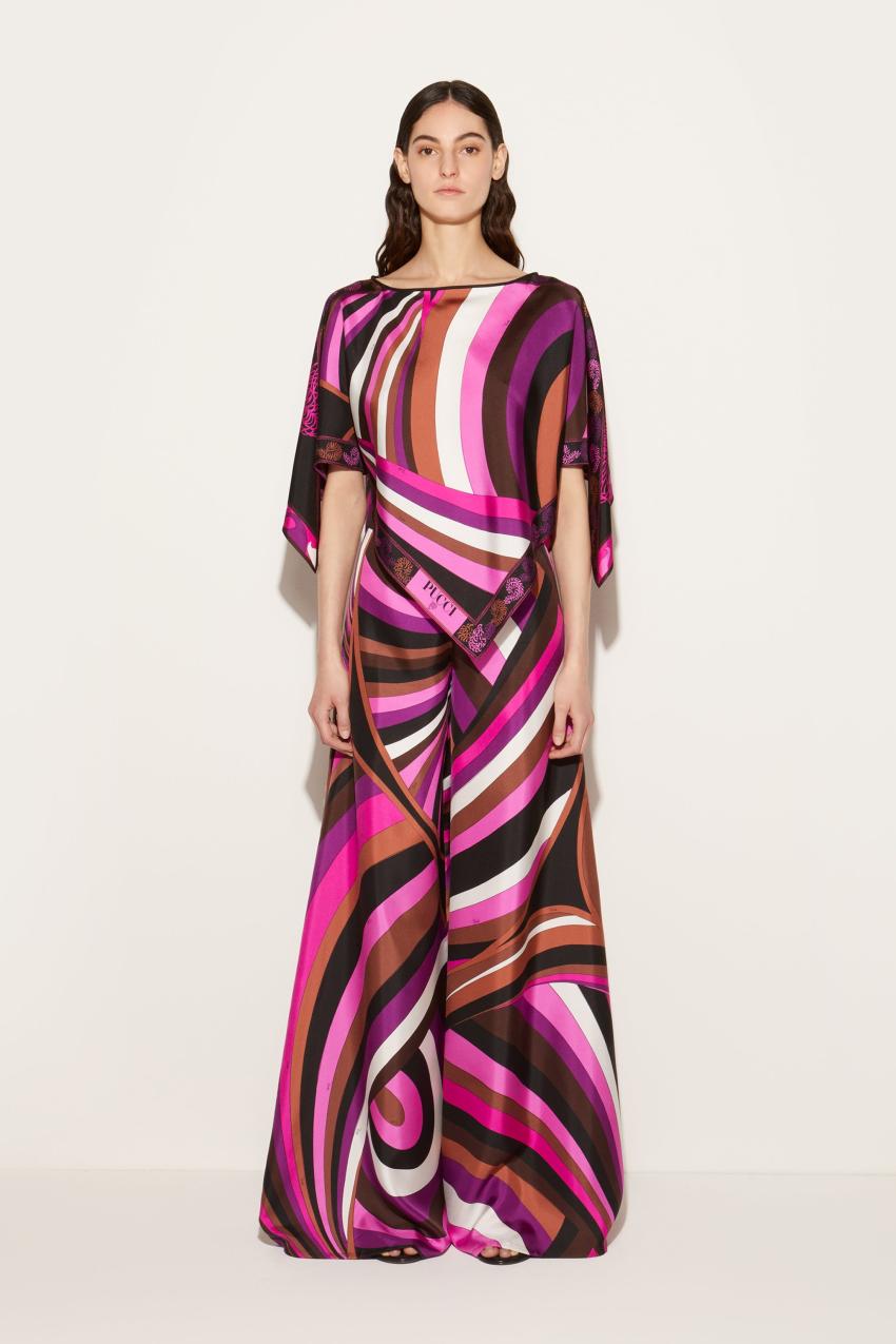 PUCCI Iride And Struzzo-Print Kaftan Top | Women Tops And Shirts