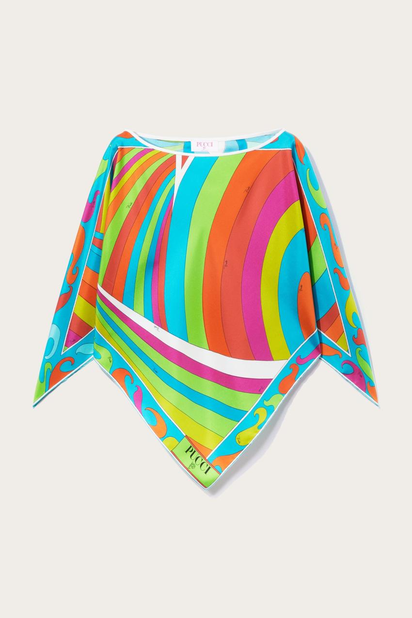 PUCCI Iride-Print Silk Top | Women Tops And Shirts