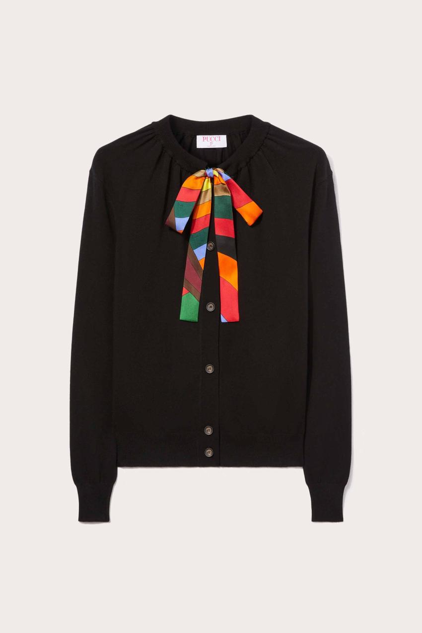 PUCCI Iride Print Silk-Twill Cardigan | Women Knitwear