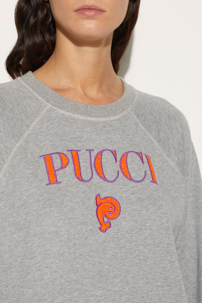 PUCCI Logo-Embroidered Cotton Sweatshirt | Women T-Shirts And Sweatshirts