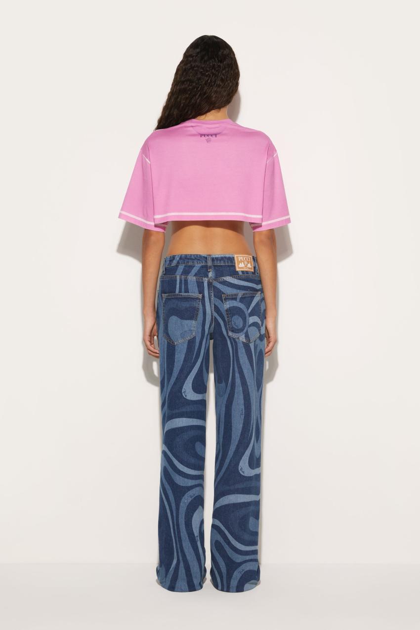 PUCCI Marmo-Print Cropped Cotton T-Shirt | Women T-Shirts And Sweatshirts