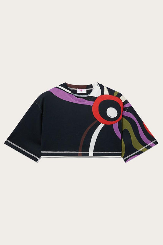 PUCCI Marmo-Print Cropped Cotton T-Shirt | Women T-Shirts And Sweatshirts