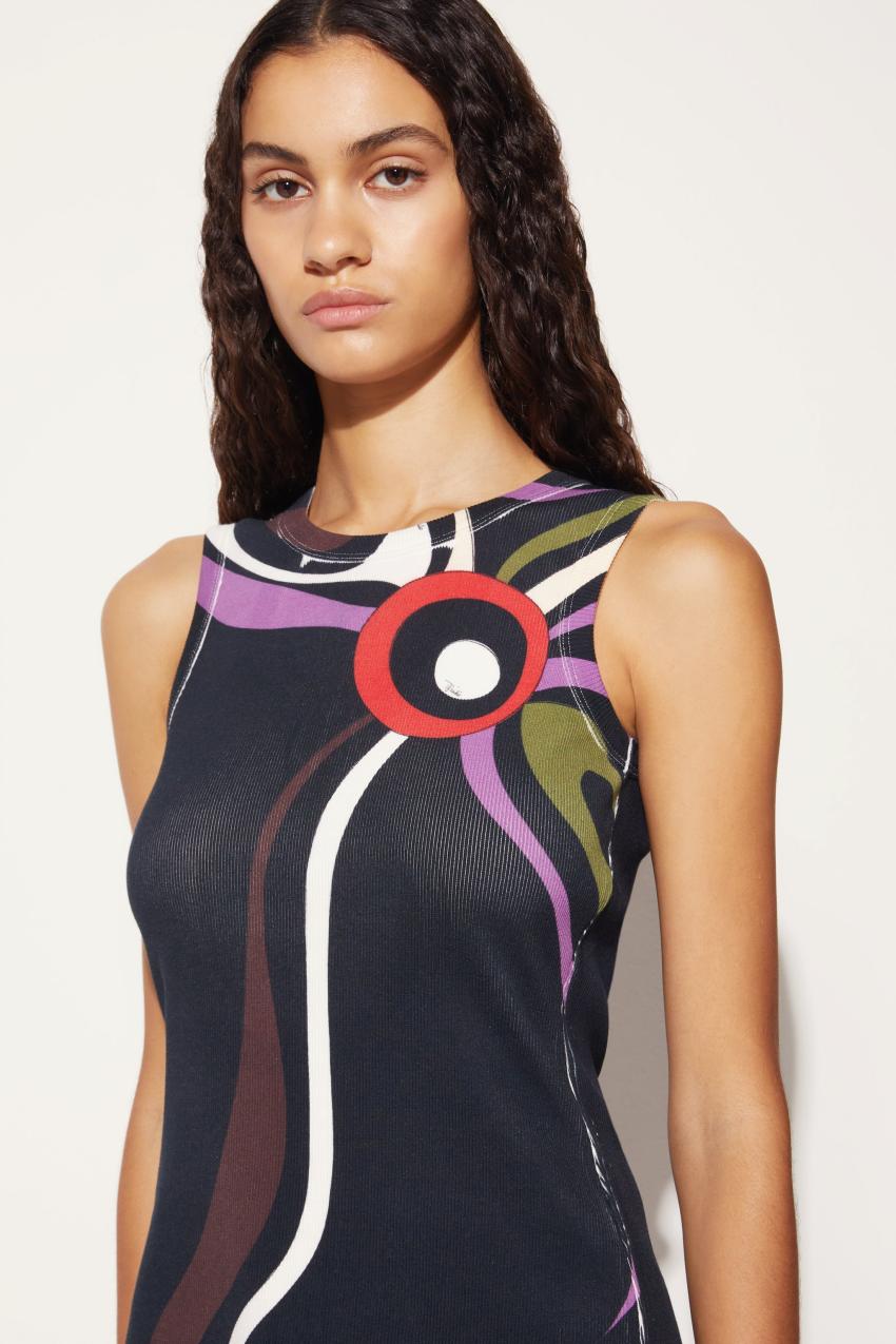PUCCI Marmo-Print Cut-Out Tank Top | Women Tops And Shirts