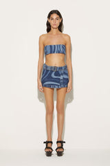 PUCCI Marmo-Print Denim Bandeau Top | Women Tops And Shirts