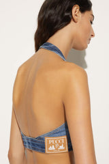 PUCCI Marmo-Print Denim Crop Top | Women Denim