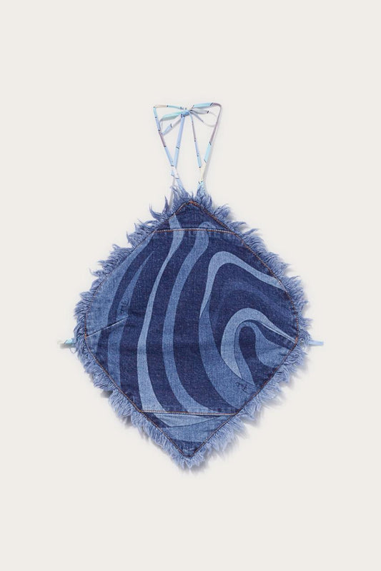 PUCCI Marmo-Print Denim Halterneck Top | Women Denim