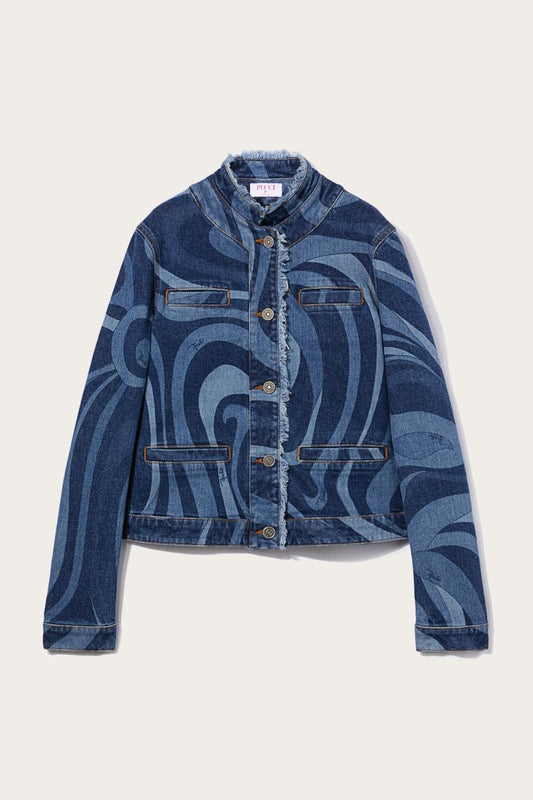 PUCCI Marmo-Print Denim Jacket | Women Jackets