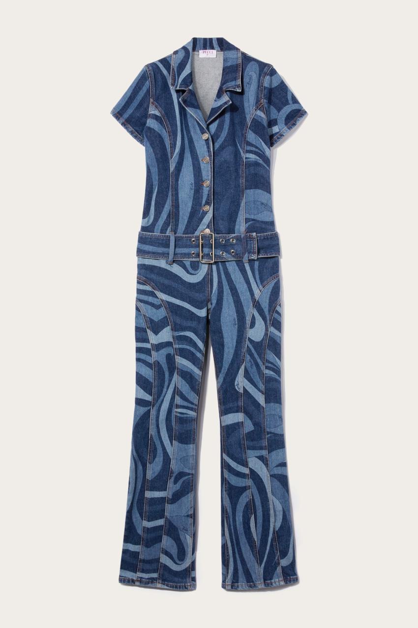 PUCCI Marmo-Print Denim Jumpsuit | Women Denim