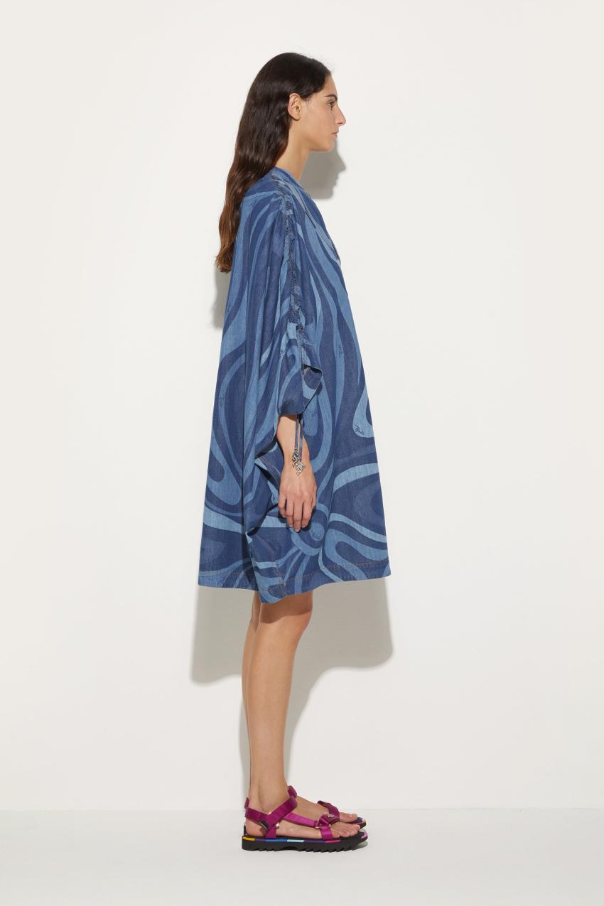 PUCCI Marmo-Print Denim Kaftan | Women Kaftans