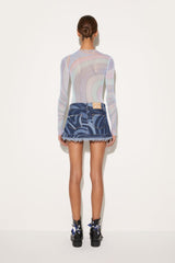 PUCCI Marmo-Print Denim Mini Skirt | Women Denim