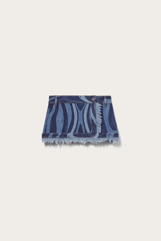 PUCCI Marmo-Print Denim Mini Skirt | Women Denim