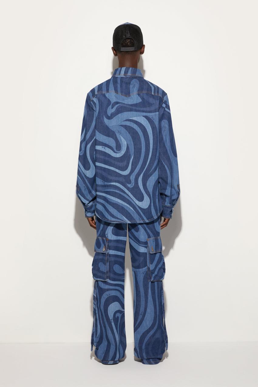 PUCCI Marmo-Print Denim Shirt | Men Ready To Wear