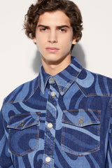 PUCCI Marmo-Print Denim Shirt | Men Ready To Wear