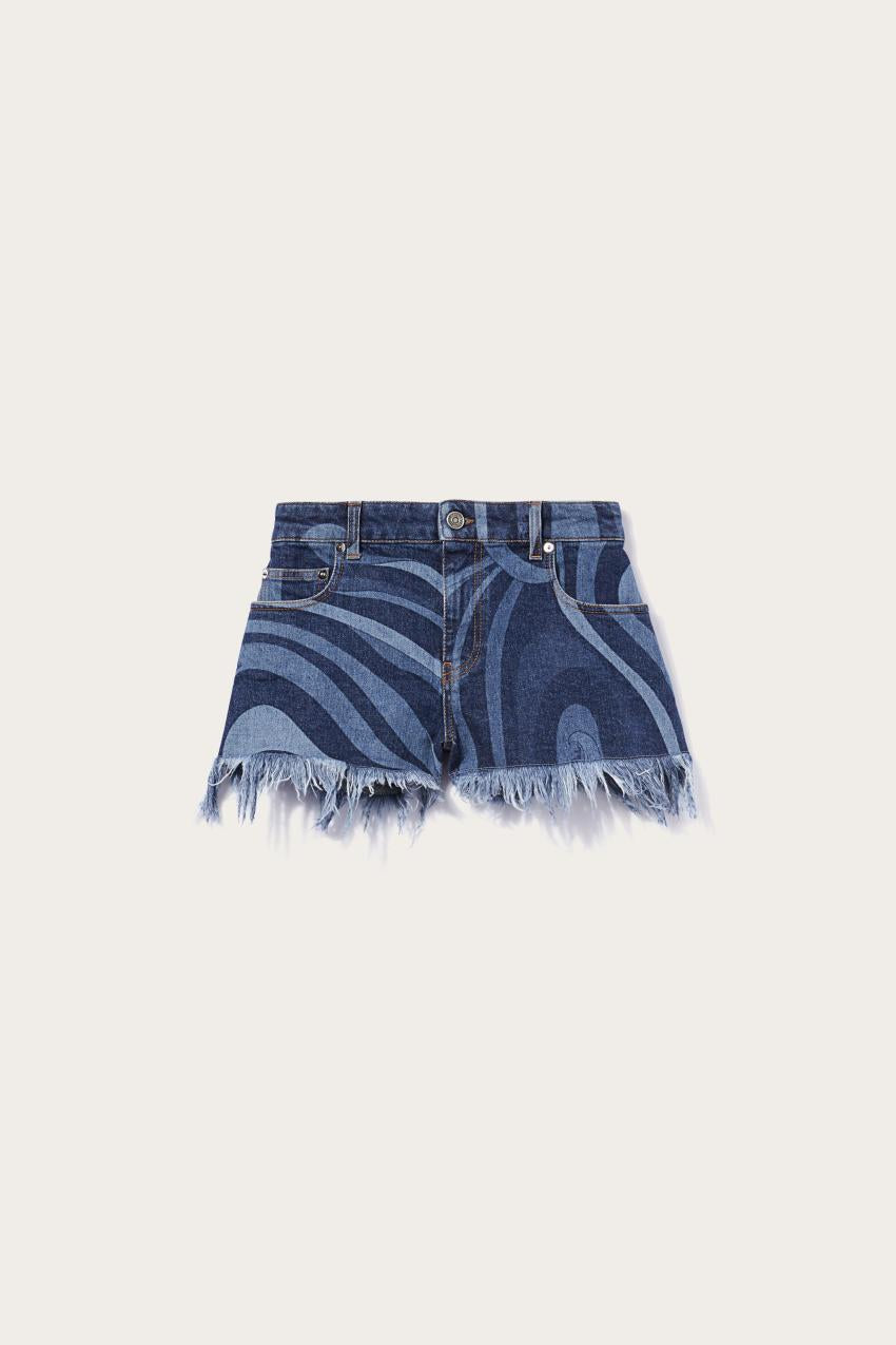 PUCCI Marmo-Print Denim Shorts | Women Denim