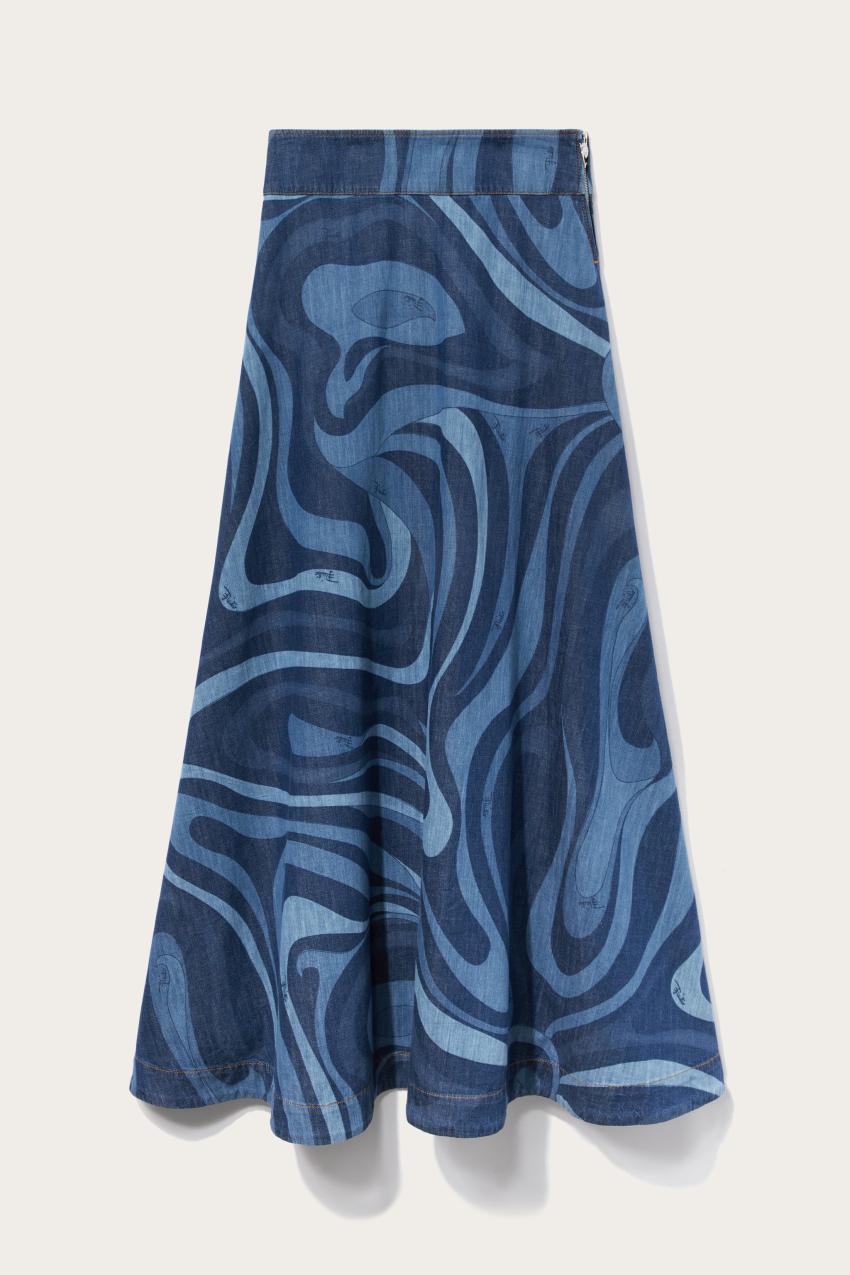 PUCCI Marmo-Print Denim Skirt | Women Denim