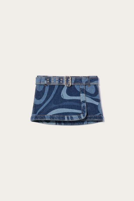 PUCCI Marmo-Print Denim Skirt | Women Denim