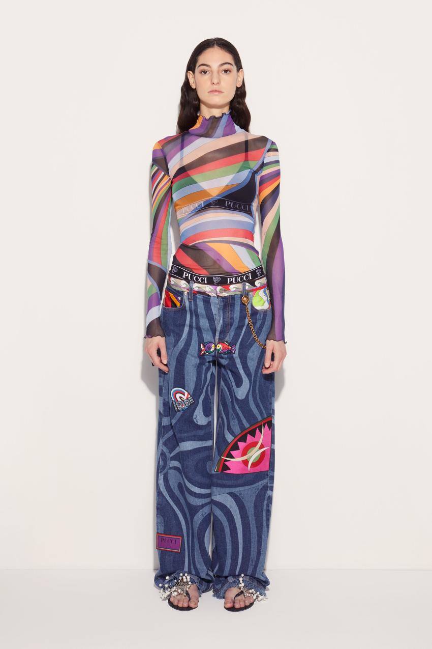 PUCCI Marmo-Print Embellished Jeans | Women Denim
