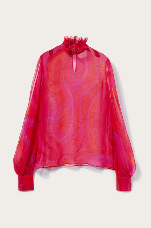PUCCI Marmo-Print Silk Top | Women Tops And Shirts