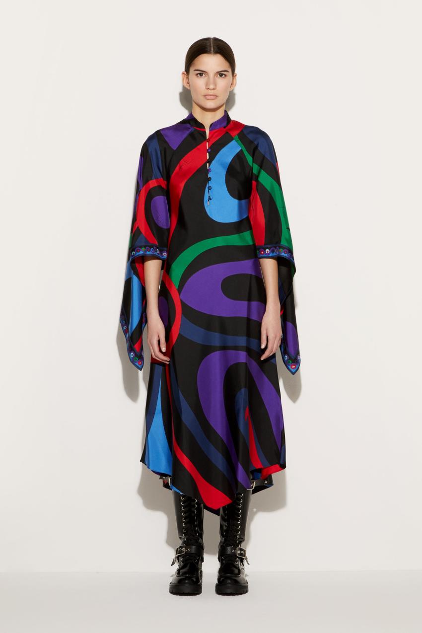 PUCCI Marmo-Print Silk-Twill Kaftan | Women Kaftans