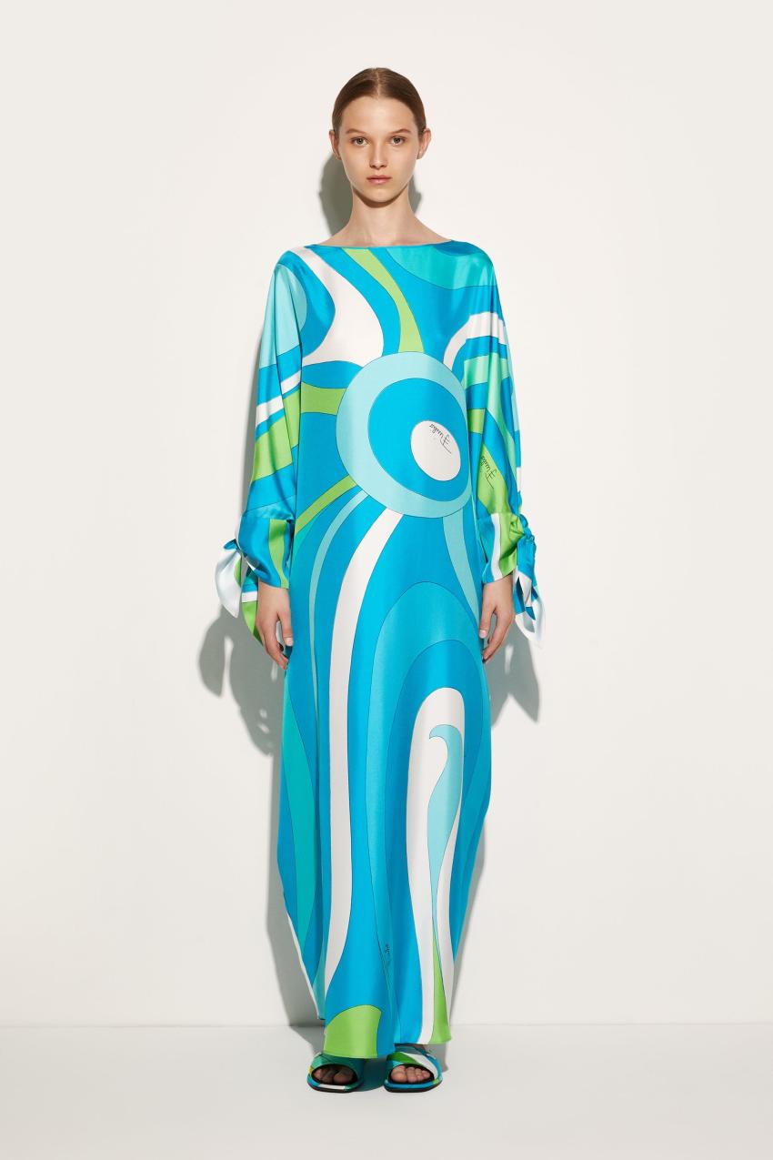 PUCCI Marmo-Print Silk-Twill Kaftan | Women Kaftans