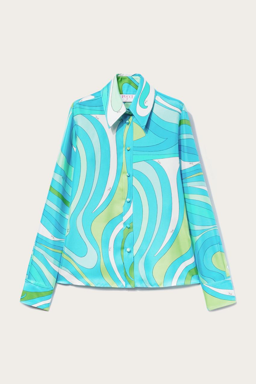 PUCCI Marmo-Print Silk-Twill Shirt | Women Tops And Shirts