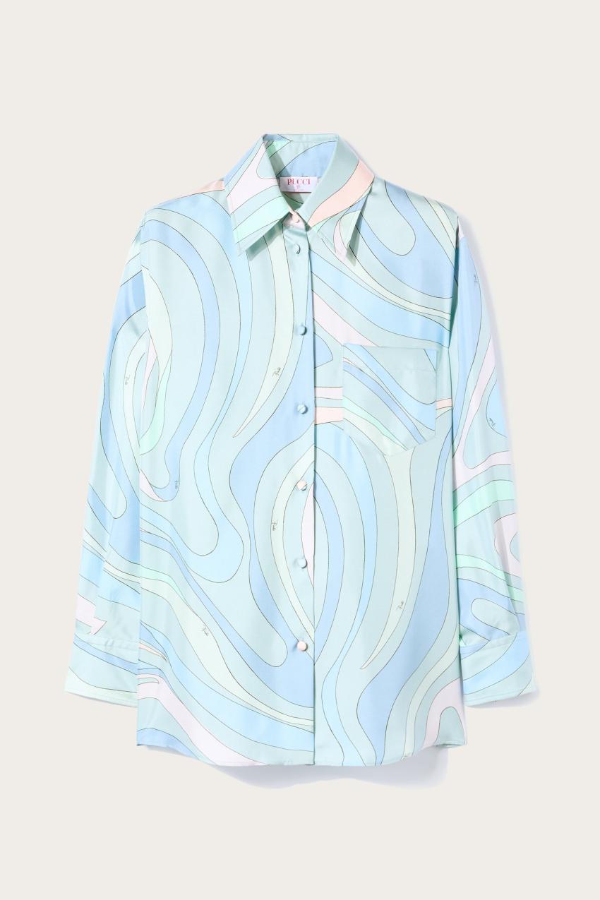 PUCCI Marmo-Print Silk-Twill Shirt | Women Tops And Shirts