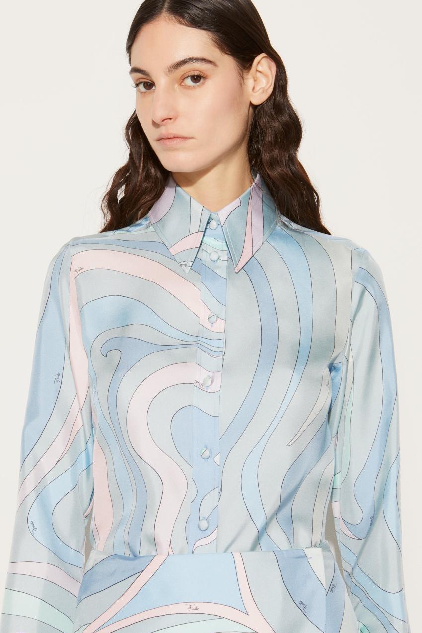 PUCCI Marmo-Print Silk-Twill Shirt | Women Tops And Shirts