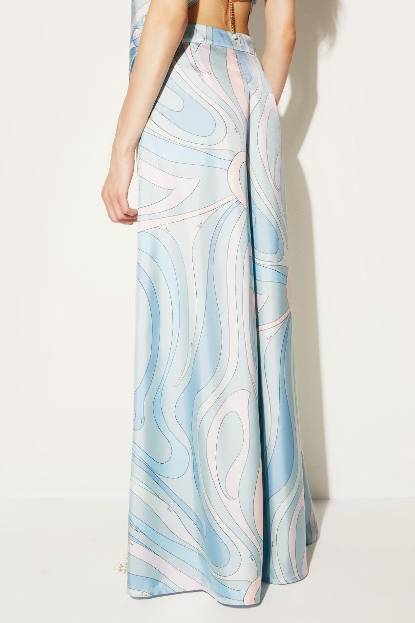 PUCCI Marmo-Print Silk-Twill Trousers | Women Pants And Shorts