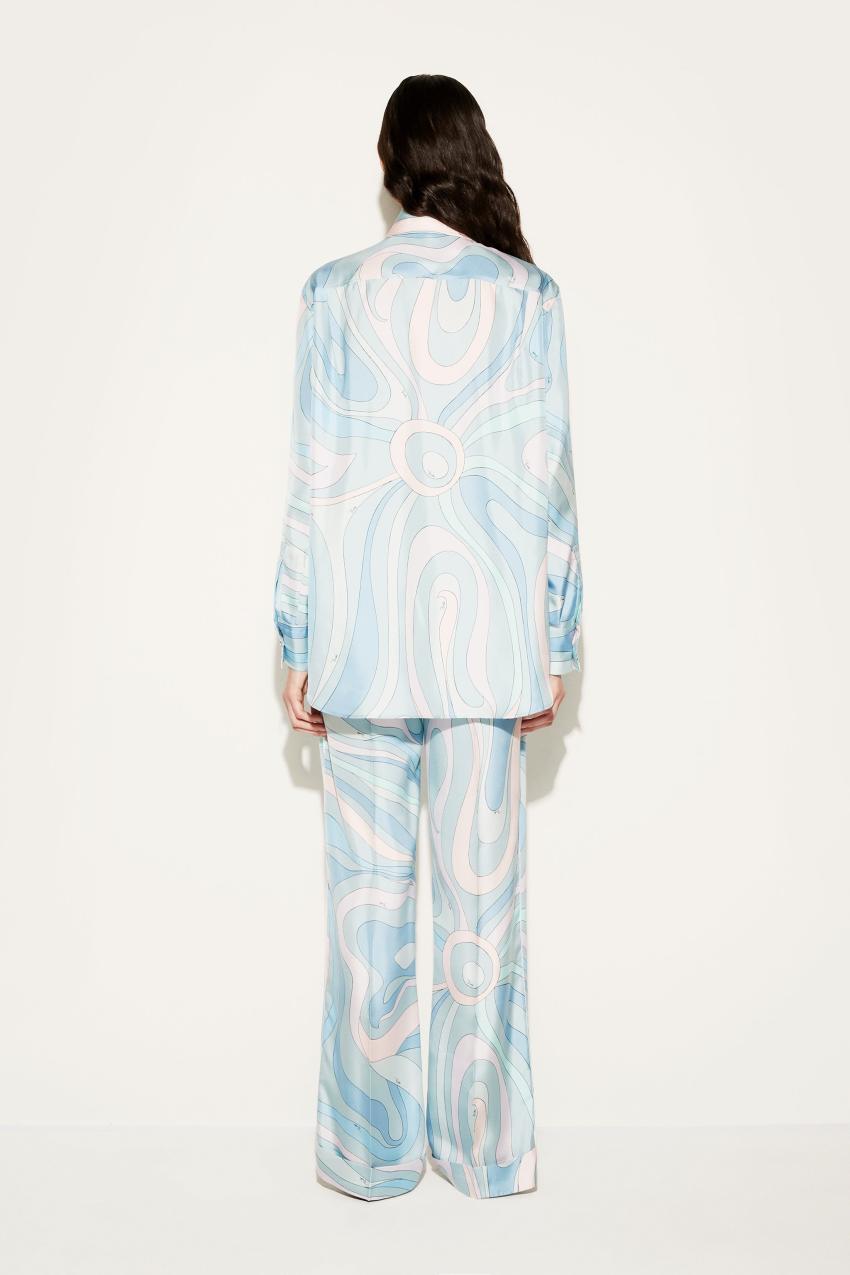 PUCCI Marmo-Print Silk-Twill Trousers | Women Pants And Shorts