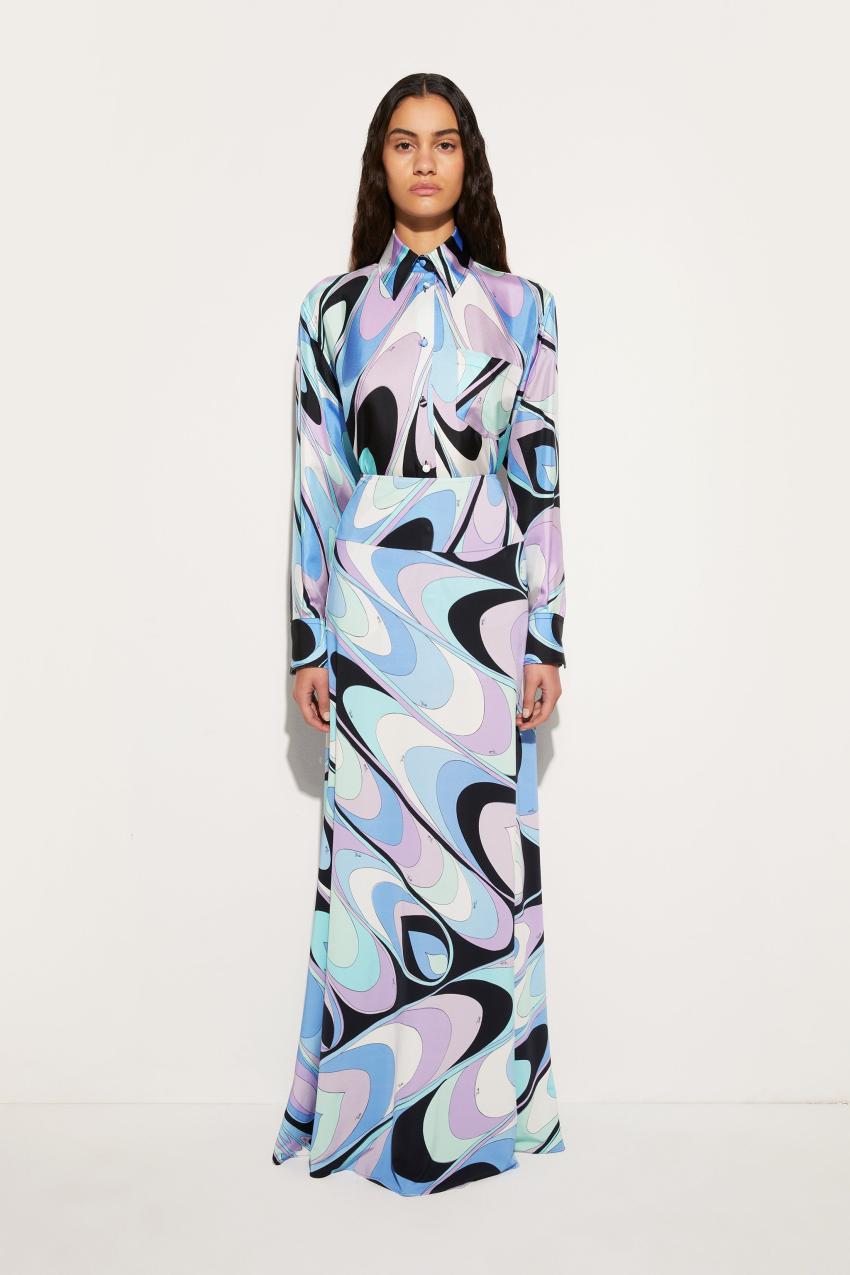 PUCCI Onde-Print Silk Shirt | Women Tops And Shirts