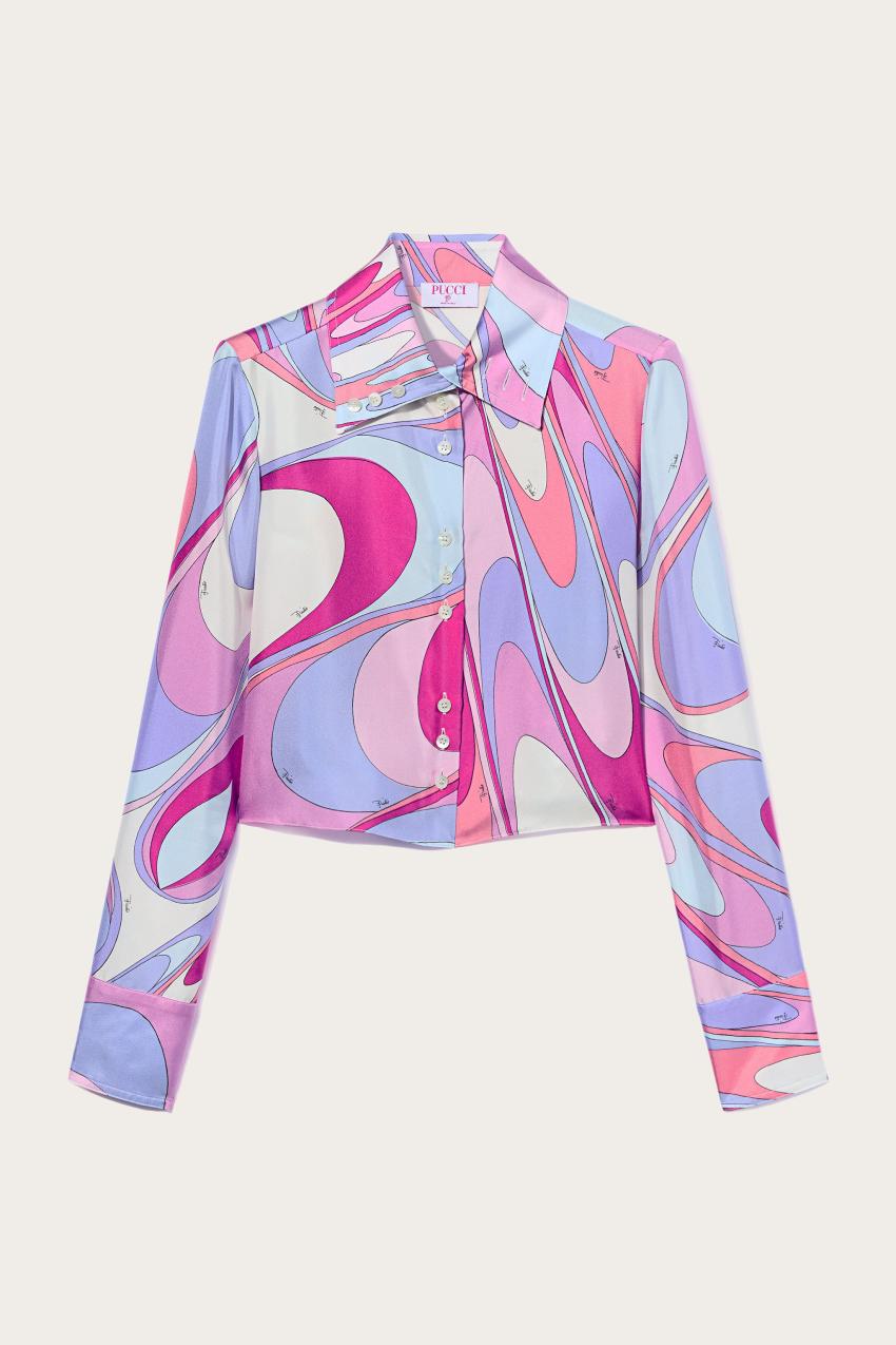 PUCCI Onde-Print Silk Shirt | Women Tops And Shirts