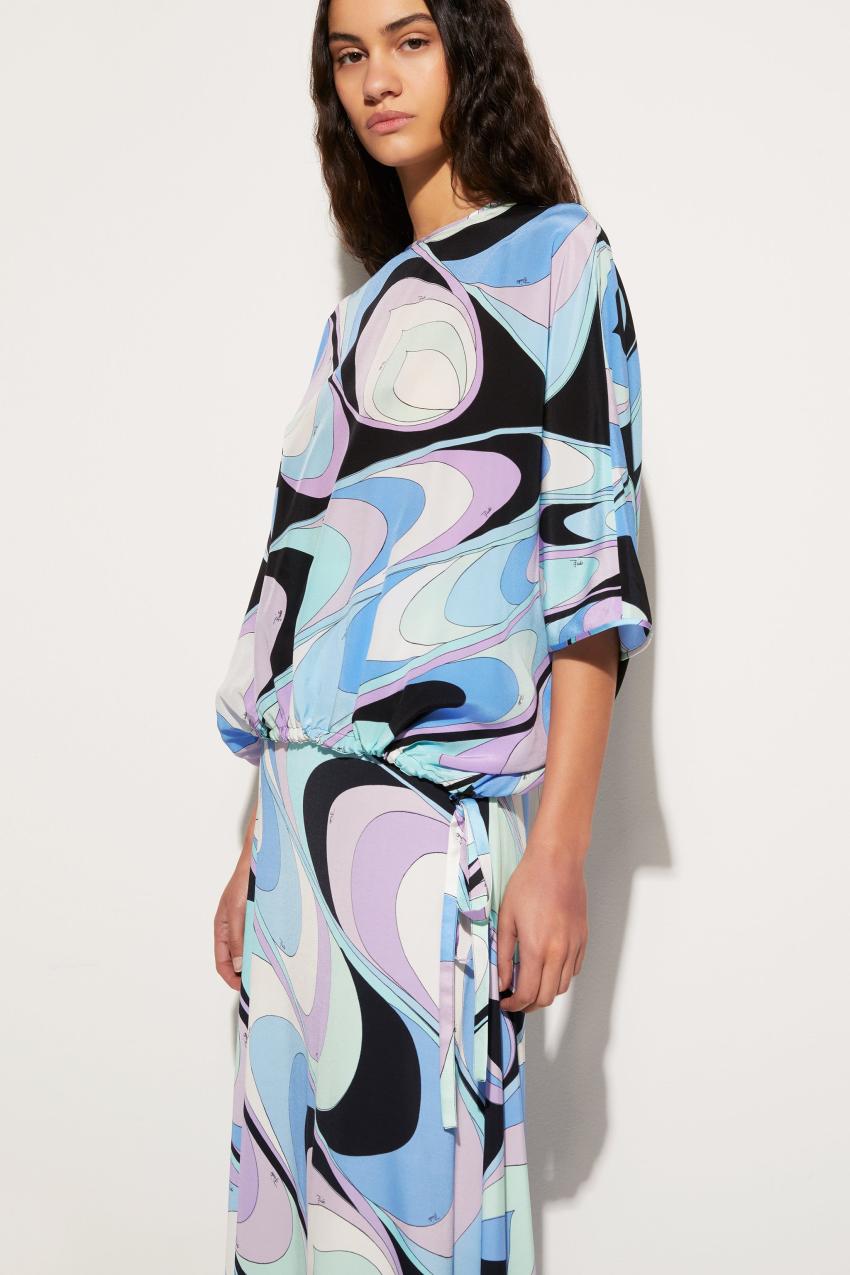 PUCCI Onde-Print Silk Top | Women Tops And Shirts