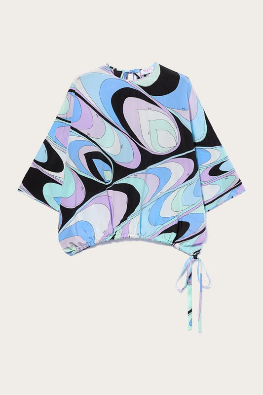 PUCCI Onde-Print Silk Top | Women Tops And Shirts
