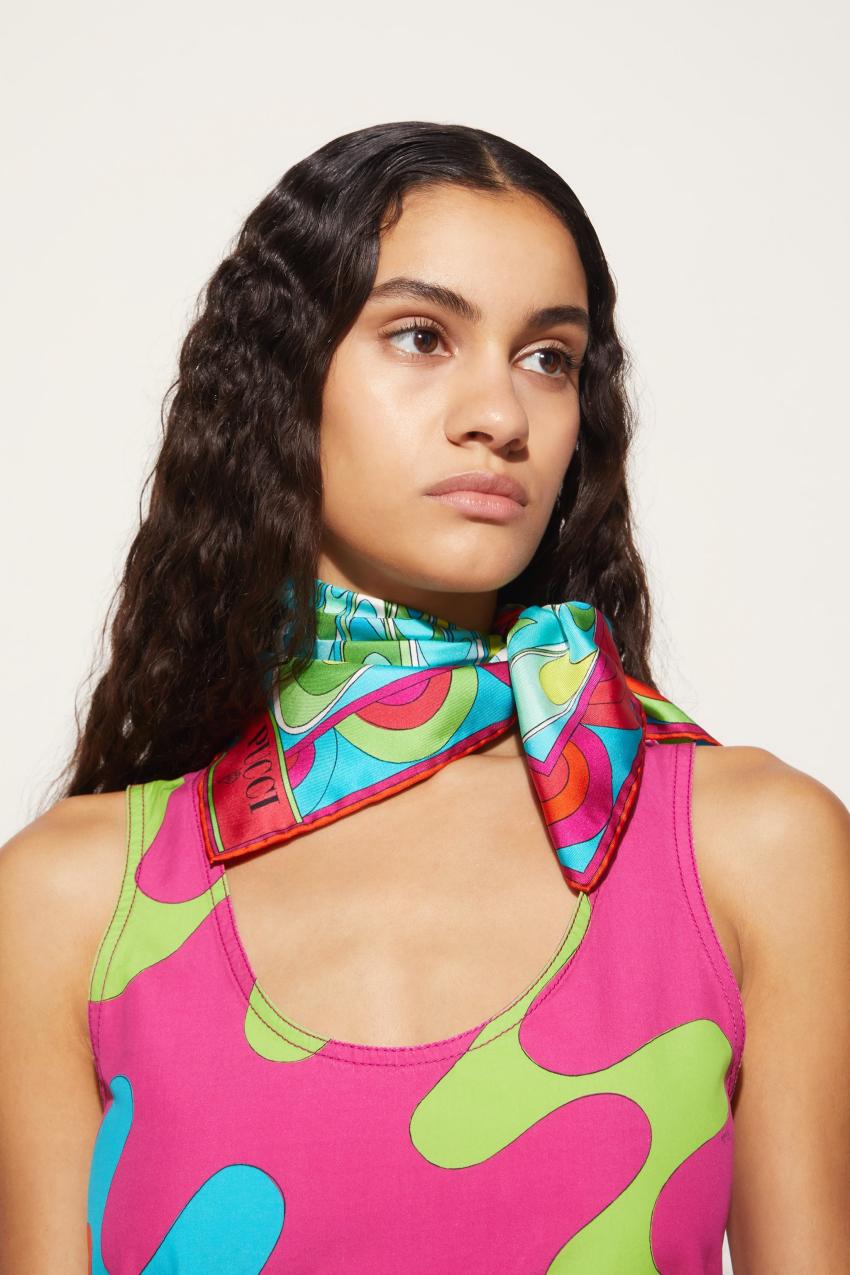 PUCCI Onde-Print Small Silk-Twill Carré | Women Silks