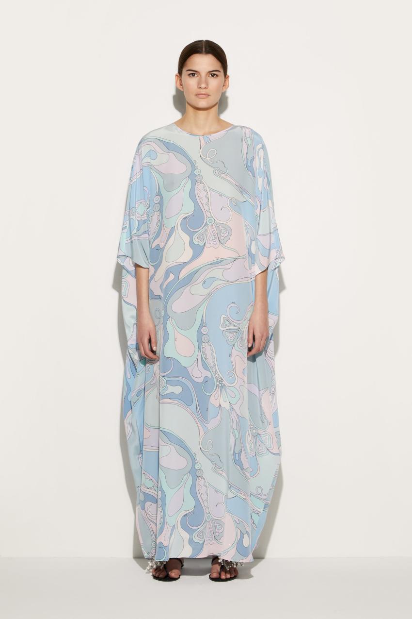 PUCCI Orchidee-Print Silk Kaftan | Women Kaftans