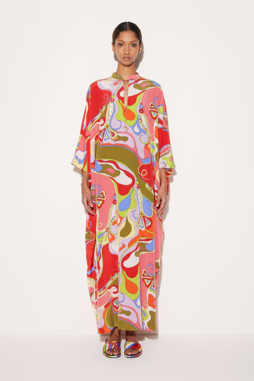 PUCCI Orchidee-Print Silk Kaftan | Women Kaftans