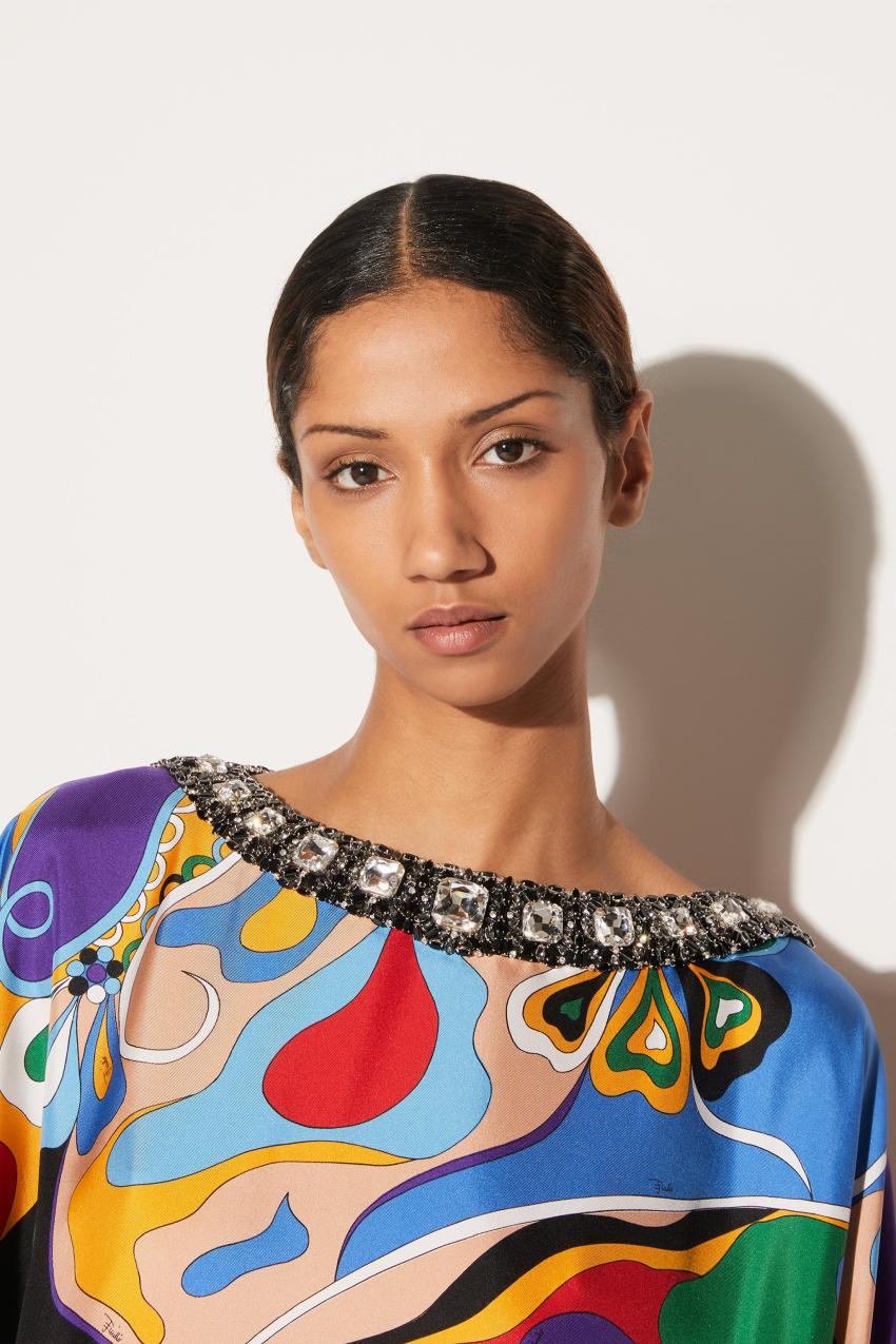 PUCCI Orchidee-Print Silk-Twill Kaftan | Women Kaftans