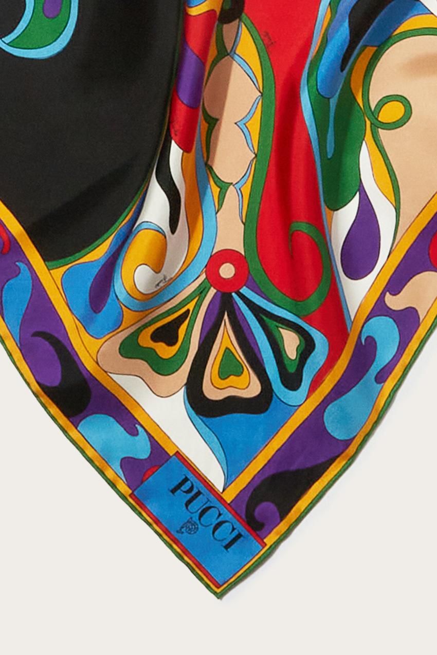 PUCCI Orchidee-Print Small Silk-Twill Carré | Women Silks