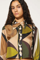 PUCCI Pesci-Print Silk-Twill Shirt | Women Tops And Shirts
